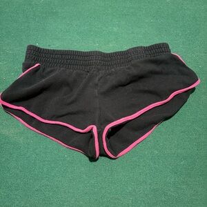 No Boundaries Black Athletic Shorts with Pink Accents